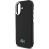 Lacoste PVC Iconic Petit Pique Metal Logo MagSafe dėklas skirtas Apple iPhone 16 juodos spalvos