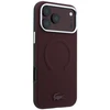 Lacoste PVC Petit Pique pusiau uždengiamas reljefinis MagSafe dėklas, skirtas iPhone 18 Pro Max, bordo spalvos