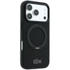 Lacoste PVC Petit Pique pusiau uždengiamas dėklas su žiediniu stovu ir MagSafe funkcija, skirtas iPhone 18 Pro Max, juodas