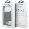 Lacoste PVC pusiau uždengiantis dėklas su žiediniu stovu ir MagSafe funkcija, skirtas iPhone 18 Pro Max, šviesiai auksinės spalvos