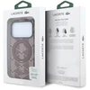Lacoste PVC pusiau uždengiantis „MagSafe“ dėklas su žiediniu stovu, skirtas iPhone 18 Pro, bordo spalvos