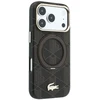Lacoste PVC pusiau uždengiantis dėklas su žiediniu stovu ir MagSafe funkcija, skirtas iPhone 18 Pro Max, šviesiai auksinės spalvos