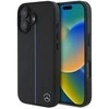 Mercedes MB dėklas telefonui mėlynos spalvos Line Leather MagSafe Apple iPhone 16 Case - dėklas telefonui juodos spalvos