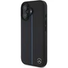 Mercedes MB dėklas telefonui mėlynos spalvos Line Leather MagSafe Apple iPhone 16 Case - dėklas telefonui juodos spalvos