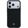 Mercedes PU Leather Semi Wrap MagSafe dėklas skirtas Apple iPhone 17 Pro juodos spalvos