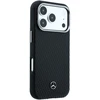 Mercedes PU Leather Semi Wrap MagSafe dėklas skirtas Apple iPhone 17 Pro juodos spalvos