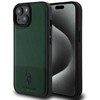 U.S. Polo PU odos tinklinio rašto dvigubas arklio dėklas, skirtas iPhone 15 Žalias