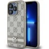 DKNY PU Leather Checkered Pattern and Stripe dėklas telefonui Apple iPhone 15 Pro Max rusvai gelsvas