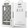 DKNY PU Leather Checkered Pattern and Stripe dėklas skirtas Apple iPhone 17 juodos spalvos