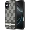 DKNY PU Leather Checkered Pattern and Stripe dėklas skirtas Apple iPhone 17 juodos spalvos