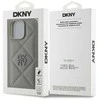DKNY PU Leather Quilted Stack Logo Apple iPhone 16 Pro Max dėklas telefonui pilkos spalvos