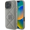 DKNY PU Leather Quilted Stack Logo Apple iPhone 16 Pro Max dėklas telefonui pilkos spalvos