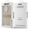 DKNY PU Leather Repeat Pattern Tonal Stripe Apple iPhone 16 Pro Max dėklas telefonui rožinės spalvos