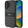 DKNY PU Leather Repeat Pattern Tonal Stripe Apple iPhone 16 Plus dėklas telefonui juodos spalvos