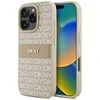 DKNY PU Leather Repeat Pattern Tonal Stripe Apple iPhone 16 Pro dėklas telefonui rožinės spalvos