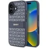 DKNY PU Leather Repeat Pattern Tonal Stripe Apple iPhone 16 dėklas telefonui mėlynos spalvos