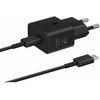 112803 EP-T2510EBE + EP-DN980BBE Samsung USB-C 25W kelioninis įkroviklis + USB-C Data kabelis juodos spalvos (OOB Bulk)
