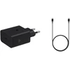 EP-T6010NBE + EP-DA705BBE Samsung USB-C 60W Travel Charger + USB-C/USB-C Data Cable 3A Juodas (OOB Bulk)