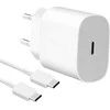 EP-TA800EWE + EP-DA905BWE Samsung 25W kelioninis įkroviklis + USB-C/USB-C Data kabelis baltos spalvos (OOB Bulk)