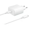 EP-TA845EWE + EP-DW767JWE Samsung 45W Kelioninis įkroviklis + USB-C/USB-C kabelis baltos spalvos (OOB Bulk pakuotė)