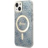 Apple iPhone 14 Guess dėklas 4G Print MagSafe + Belaidis Įkroviklis (GUBPP14XHJEACSA) mėlynos spalvos