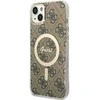 Guess set telefono dėklas + pakrovėjas iPhone 14 Plus 6,7 GUBPP14MH4EACSW ruda hard telefono dėklas 4G Print MagSafe