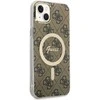 Guess set telefono dėklas + pakrovėjas iPhone 14 Plus 6,7 GUBPP14MH4EACSW ruda hard telefono dėklas 4G Print MagSafe
