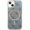 Apple iPhone 14 Guess dėklas 4G Print MagSafe + Belaidis Įkroviklis (GUBPP14XHJEACSA) mėlynos spalvos