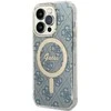 Guess Rinkinys GUBPP14LH4EACSB Dėklas+ Įkroviklis Apple iPhone 14 Pro 6,1″ mėlynas kietas dėklas 4G Print MagSa
