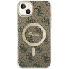 Guess set telefono dėklas + pakrovėjas iPhone 14 Plus 6,7 GUBPP14MH4EACSW ruda hard telefono dėklas 4G Print MagSafe