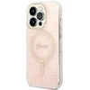 Guess Rinkinys GUBPP14LH4EACSP Dėklas+ Įkroviklis Apple iPhone 14 Pro 6,1″ rožinės spalvos kietas dėklas 4G Print MagSafe