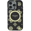 Guess GUHMP16LH4PYEEK Apple iPhone 16 Pro 6.3″ juodos spalvos kietas dėklas IML Peony On 4G Background MagSafe