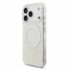 Dėklas Guess IML Flowers Allover Electroplated with Pearl Strap MagSafe, skirtas iPhone 18 Pro / 17 Pro, baltas