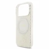 Dėklas Guess IML Flowers Allover Electroplated with Pearl Strap MagSafe, skirtas iPhone 18 Pro / 17 Pro, baltas