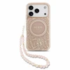 Dėklas Guess IML Flowers Allover Strap MagSafe Case, skirtas iPhone 18 Pro, rožinė