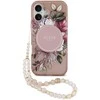 Guess IML Flowers virvelė MagSafe dėklas skirtas Apple iPhone 17 rožinės spalvos