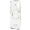 Guess IML Glitter Script Strap MagSafe dėklas skirtas iPhone 17 Transparent
