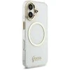 Guess IML Glitter Script Strap MagSafe dėklas skirtas iPhone 17 Transparent
