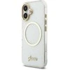 Guess IML Glitter Script Strap MagSafe dėklas skirtas iPhone 17 Transparent