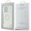 Guess IML Rhinestones Ring MagSafe Apple iPhone 16 Pro dėklas telefonui baltos spalvos