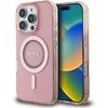 Guess GUHMP16LPFTDTEP Apple iPhone 16 Pro 6.3″ rožinės spalvos kietas dėklas IML Rhinestones MagSafe