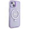 Apple iPhone 15 Plus Guess dėklas Ring Stand Script Glitter MagSafe (GUHMP15MHRSGSU) violetinės spalvos