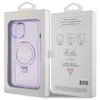 Apple iPhone 15 Plus Guess dėklas Ring Stand Script Glitter MagSafe (GUHMP15MHRSGSU) violetinės spalvos