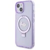 Apple iPhone 15 Plus Guess dėklas Ring Stand Script Glitter MagSafe (GUHMP15MHRSGSU) violetinės spalvos