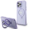 Dėklas Guess Ring Stand Script Glitter MagSafe - Apple iPhone 15 Pro Max Case violetinė