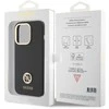 Guess Liquid Silicone 4G Strass Metal Logo dėklas telefonui Apple iPhone 15 Pro juodos spalvos