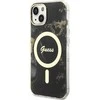 Apple iPhone 14 Guess dėklas Golden Marble Collection MagSafe (UHMP14SHTMRSK) juodos spalvos