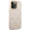 Dėklas Guess PC/TPU 4G Metal Camera Outline Case skirtas iPhone 14 Pro, rožinis