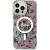 Apple iPhone 14 Pro Max Guess dėklas Flower MagSafe (GUHMP14XHCFWSP) rožinės spalvos