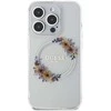 GUESS GUHMP15XHFWFFCT IPHONE 15 PRO MAX 6,7 col. permatomas kietas dėklas IML FLOWERS WREATCH MAGSAFE